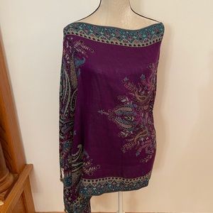 Pashmina paisley scarf poncho